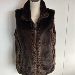 Charter Club Faux Fur Leopard Print Vest